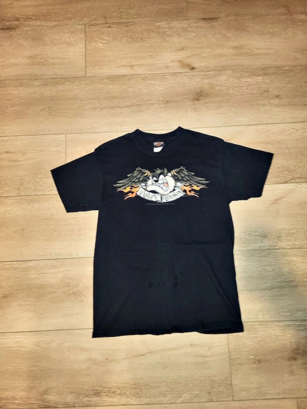 Vintage Y2K Harley Davidson Looney Tunes Black Graphic T-shirt Men's Size Medium
